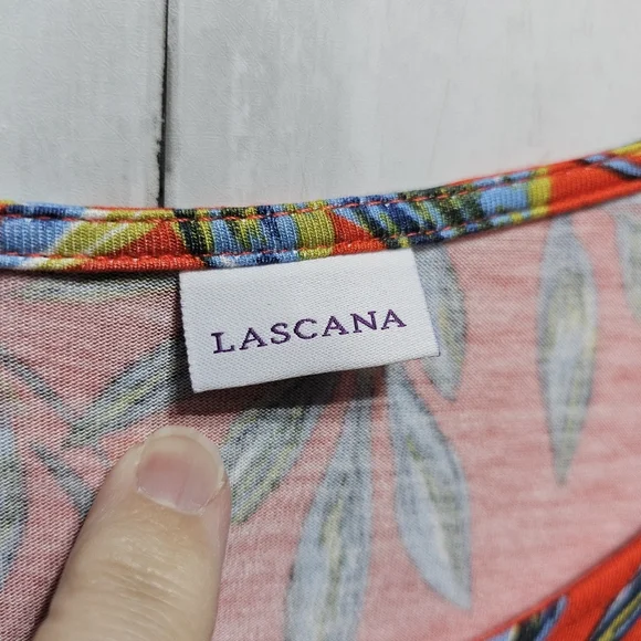 Lascana Tropical Orange/Red Floral Short Sleeve Pullover Knit Dress Size 8. - Picture 6 of 10